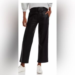 Nellie High Rise Cropped Wide Leg Jeans in Black Lux Coated